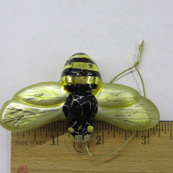 Bumble Bee Glass Christmas Ornament Boston International 3" Black Yellow - Picture 3 of 10